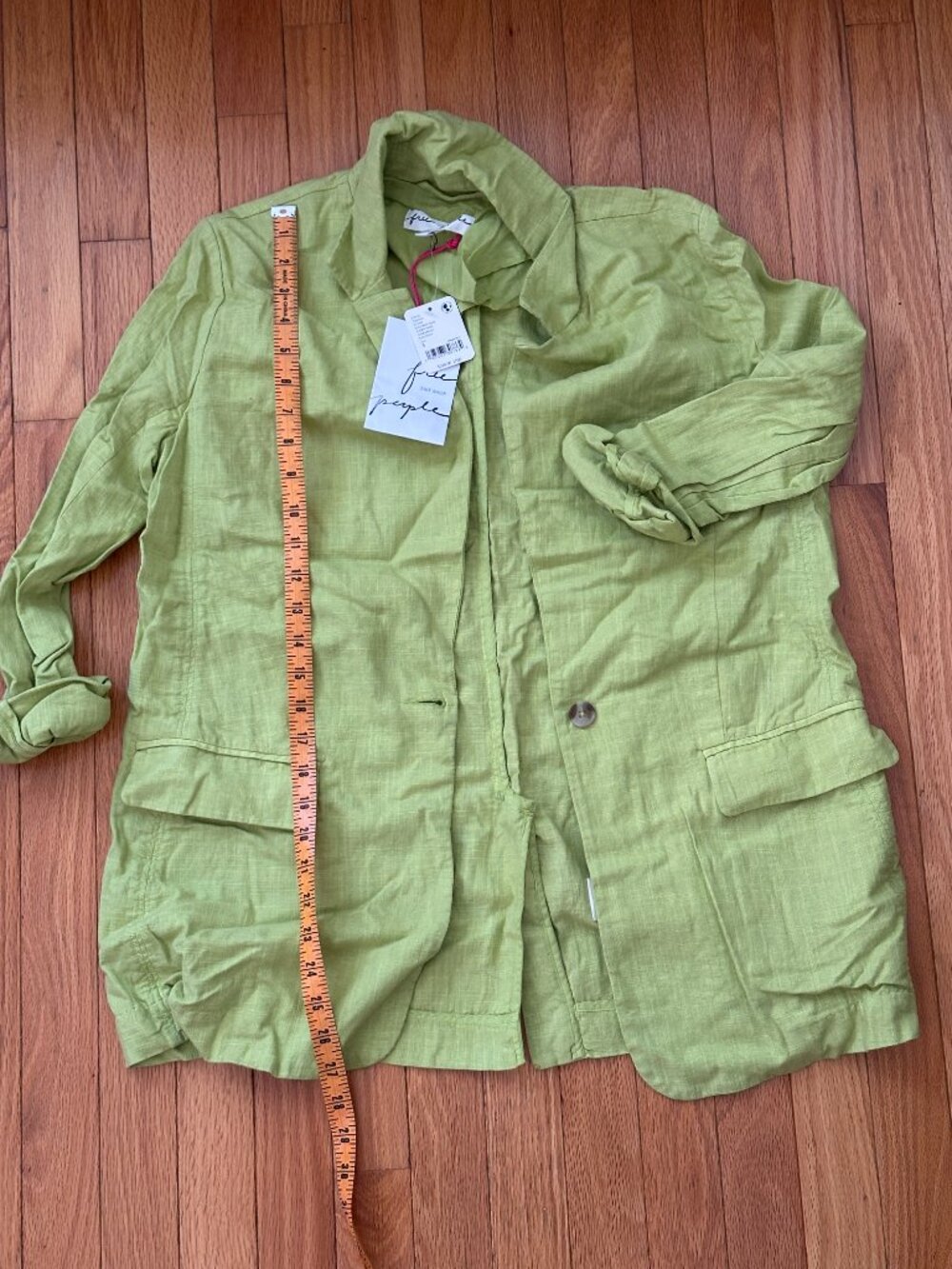 Free People, Suit set with shorts, S, Green linen - Picture 4 of 8